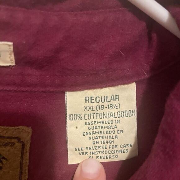 St. Johns Bay Vintage Mens Chamois Cloth Flannel Shirt Burgundy Red Size XXL 2X - Picture 3 of 7